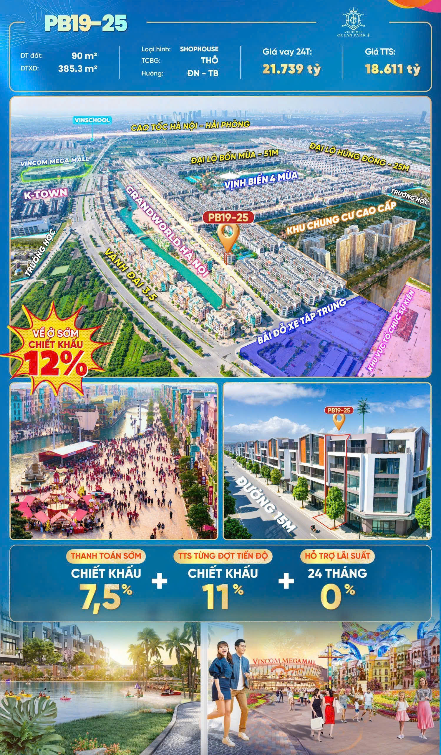 Căn Liền Kề PB19-25 Phân Khu Phố Biển - VHOCP3